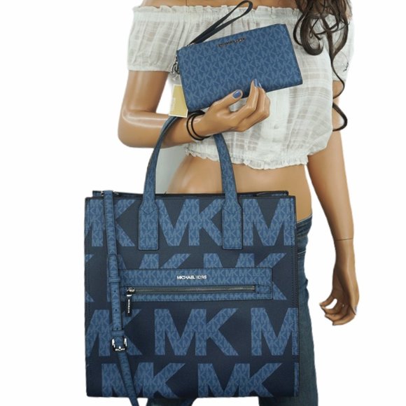 Michael Kors Graphic Logo Tote Bag + Wristlet Set - Picture 1 of 15